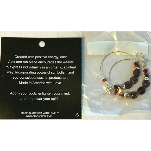 Alex and Ani (+) Energy EDEN Hoop Earrings - Rare - Crimson Gold Tone - $38 - Picture 3 of 4